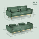 Divano Letto Singolo Clic Clac 206x81x83 cm in Tessuto Effetto Velluto con 2 Cuscini Verde 