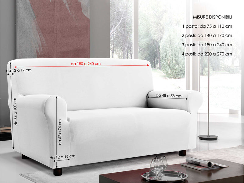 Copridivano 1, 2 E 3 Posti Elasticizzato in Tessuto Prugna