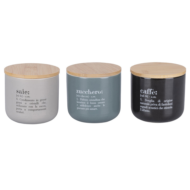 Set 3 Barattoli Sale Zucchero e Caffè 500 ml in New Bone China VdE Tivoli 1996 
