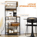Scaffale Cucina con Multipresa 60x42x153 cm in Legno e Acciaio Marrone Rustico