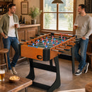 Calcio Balilla Pieghevole 118x107,5x78 cm con Impugnature Antiscivolo 2 Palline e Segnapunti in MDF Marrone      