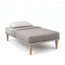 Letto Singolo con Rete Rivestita Similpelle Tortora Tessis Varie Misure