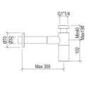 Sifone Doccia Minimale Tondo G11/4 Modello Lusso Satinato