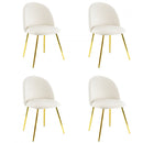 Set 4 Sedie 50x45x80 cm in Tessuto Vellutato Piedi Oro Beige