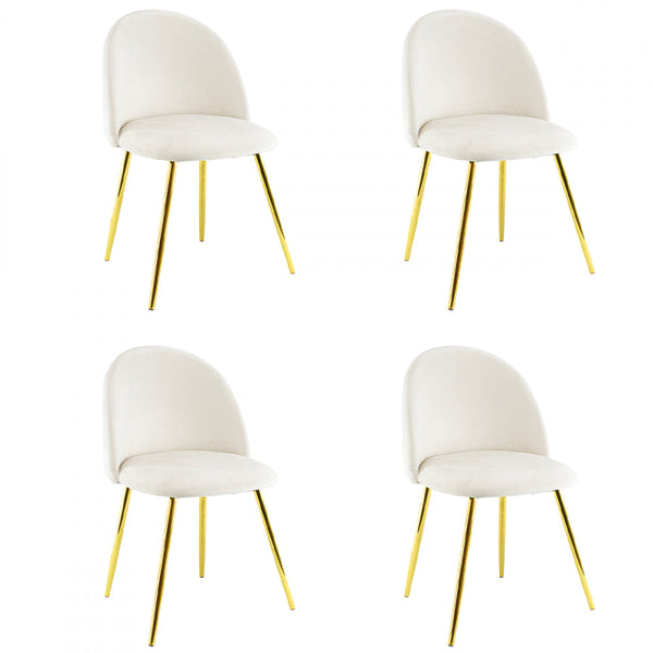 Lot de 4 Chaises 50x45x80 cm en Tissu Velours Pieds Or Beige acquista