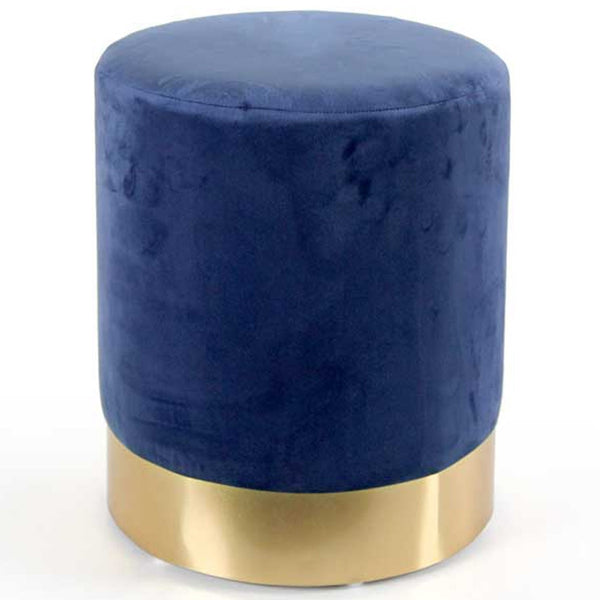 sconto Pouf Poggiapiedi 31x31x38 cm in Metallo MDF e Tessuto Velluto Blu