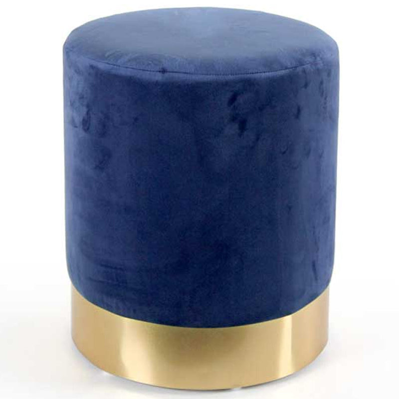 Pouf Poggiapiedi 31x31x38 cm in Metallo MDF e Tessuto Velluto Blu 