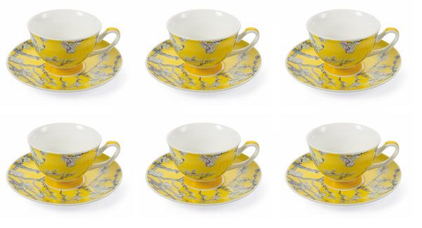 Set de 6 Tasses à Café Ø11,5x5 cm en Porcelaine Jaune du Japon VdE Tivoli 1996 prezzo