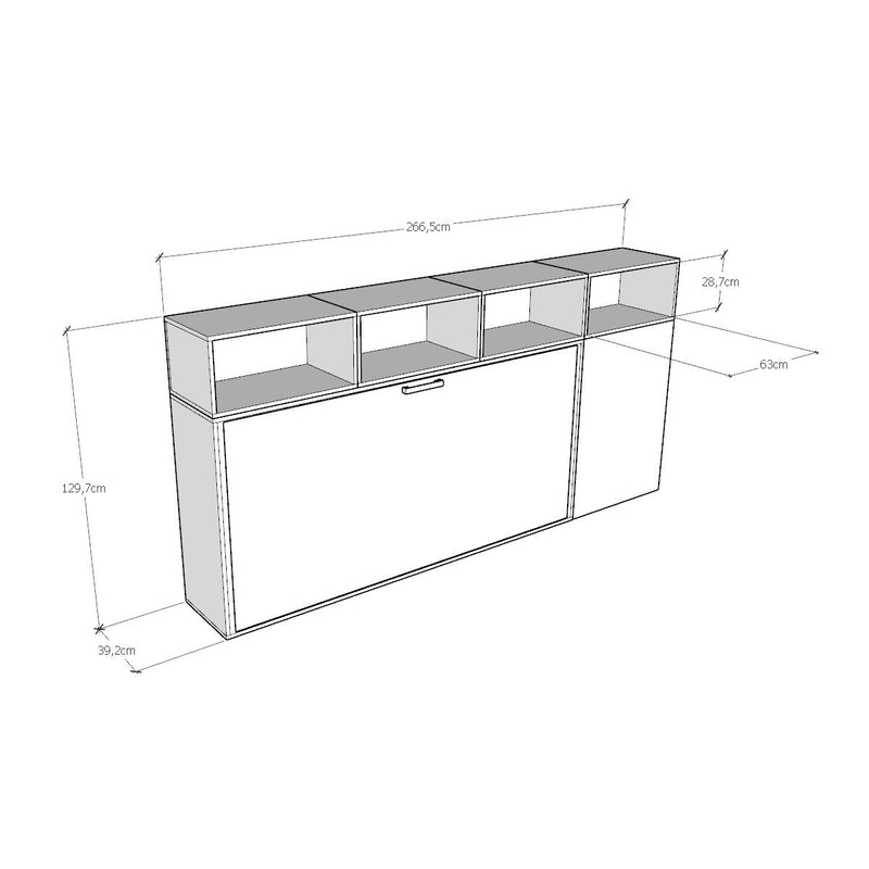 Letto Singolo a Scomparsa Composizione A Kando H129,7 Bianco Frassino 