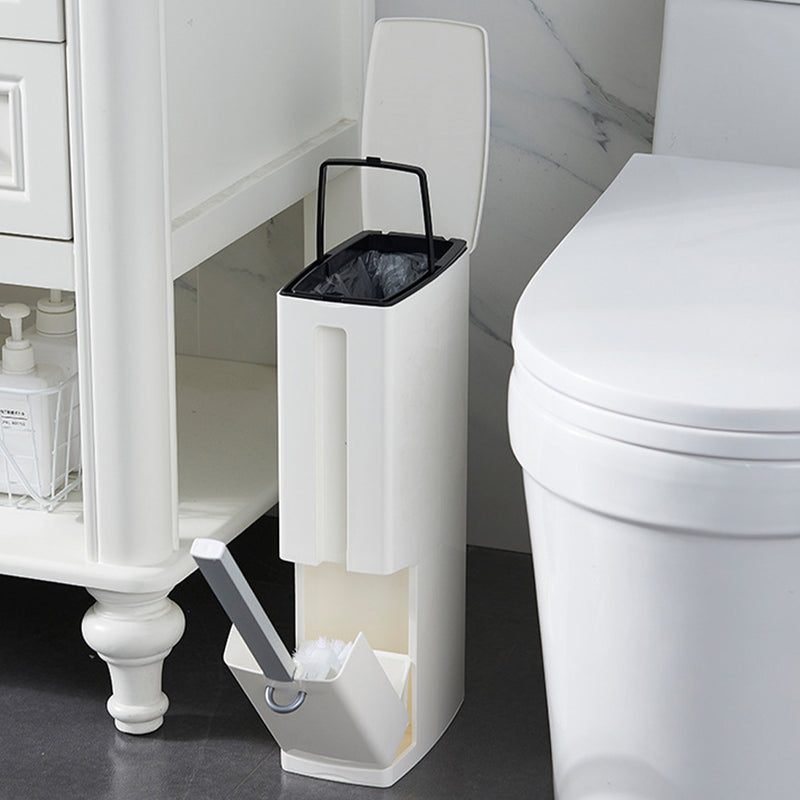 Set Scopino WC con Cestino Salvaspazio Bagno 2 in 1 In ABS e Alluminio Bianco      