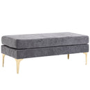 Panca Fondo Letto Imbottita a 2 Strati 121x50,5x46,5 cm in Tessuto Effetto Velluto Grigio Scuro  