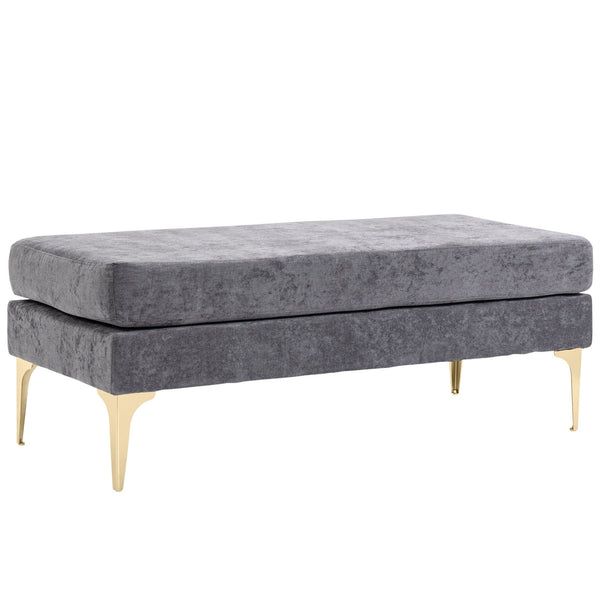online Panca Fondo Letto Imbottita a 2 Strati 121x50,5x46,5 cm in Tessuto Effetto Velluto Grigio Scuro