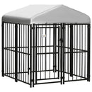 Recinto per Cani di Piccola e Media Taglia 122x122x138 cm con Tettuccio in Acciaio Nero