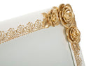 Cornice Rose Twat 26x2x31 cm in Poliresina e Vetro Crema e Oro