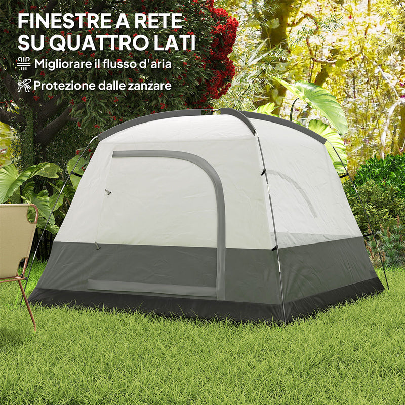 Tenda da Campeggio per 3 Persone Impermeabile 200x200x135H cm Impermeabile con Tasca e Gancio per Lanterna Arancione   