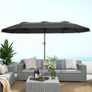 Ombrellone Doppio da Giardino 400x220x234H cm con Prese d'Aria e Manovella Nero e Grigio Scuro  