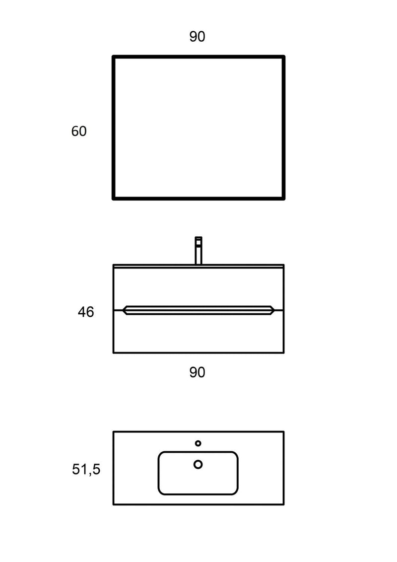 Mobile Bagno Sospeso 91cm TFT Swing Bianco Cromato