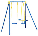 Altalena da Giardino per Bambini con Dondolo Cavallino in Ferro Blu e Giallo