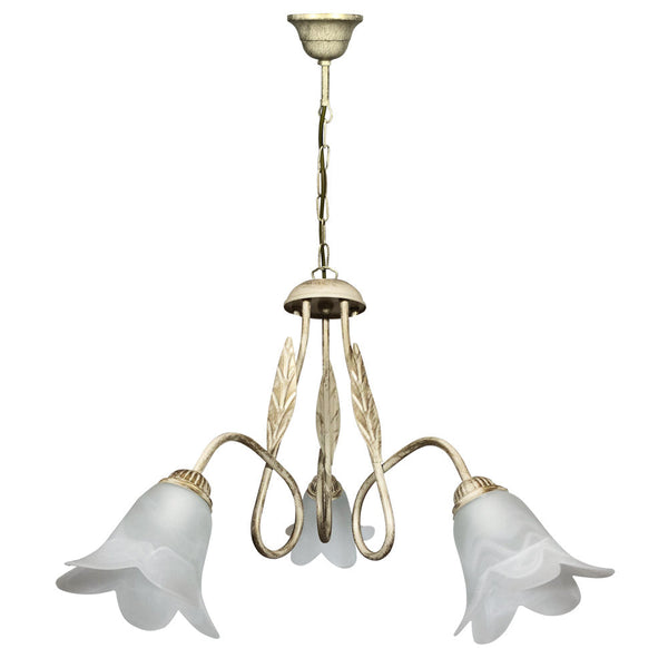 Lustre 3xE14 Doré Av Cadre Verre Éponge Blanc E-Energy Amelia prezzo