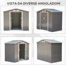 Casetta Box da Giardino in Lamiera Grigio 213x127x185 cm 