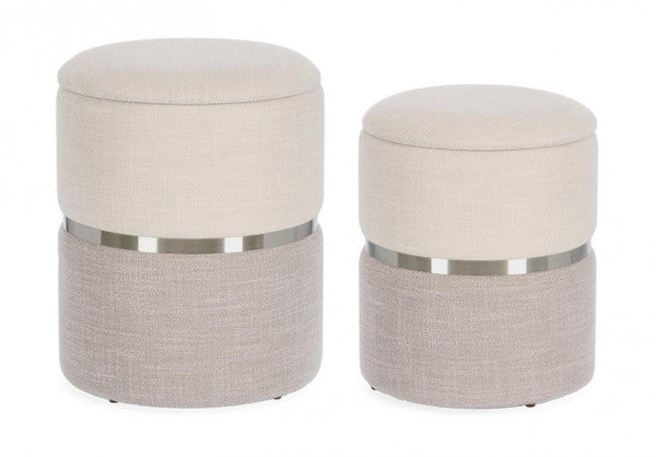 Lot de 2 poufs de rangement Radinka en tissu sconto
