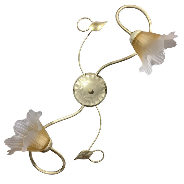 Plafonnier 2xE14 Or Ivoire Cadre Ambre Dégradé Verre Satiné E-Energy Melania acquista