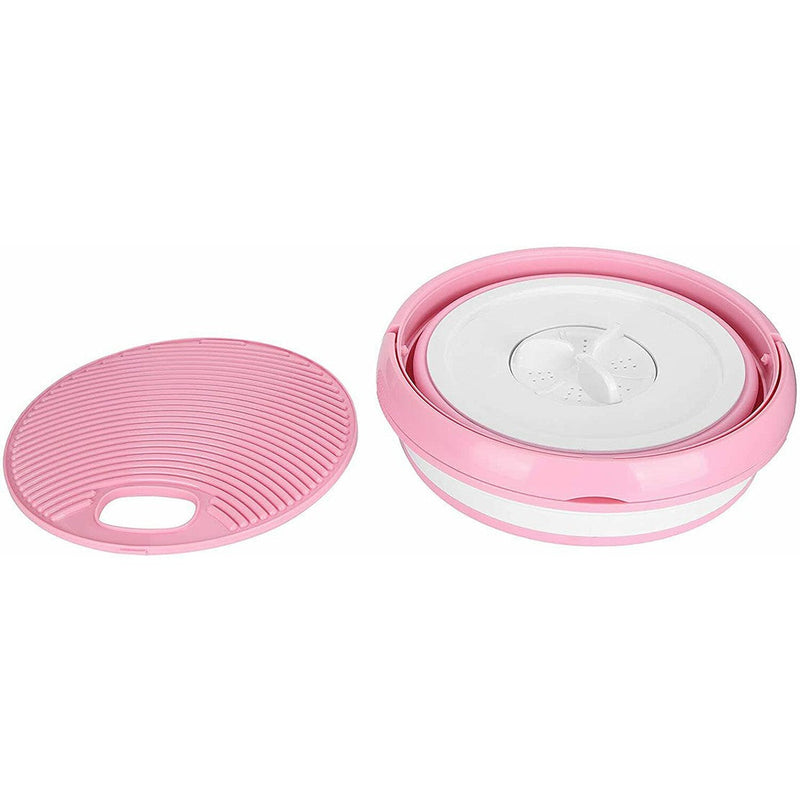 Mini Lavatrice Portatile Pieghevole da Campeggio 25x31 cm Rosa
