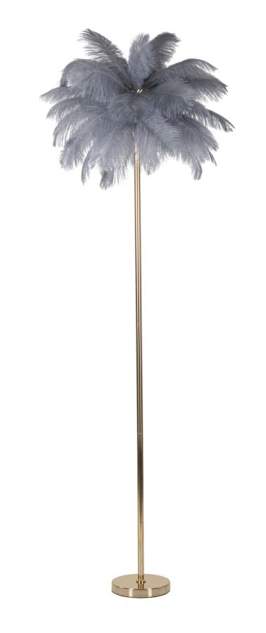 Lampada da Terra Palm Grigia Ø55x160 cm in Ferro e Plastica Oro e Grigio sconto