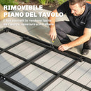 Set 7 Pezzi da Giardino con Tavolo a 2 Sezioni e 6 Sedie Impilabili in Texteline Grigio      