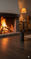 Set Camino 4 Pezzi con Barilotto Ø15x60 cm in Ferro Belfer 3001 Antracite