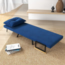 Poltrona Letto Singolo Reclinabile con Cuscino Sfoderabile in Tessuto Effetto Lino Blu  