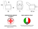 Poltrona Alzapersona Elettrica 2 Motori 75x108x85 cm con Ruote in Tessuto Dispositivo Medico 1 Rosso 