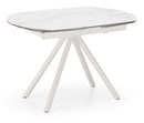 Tavolo Allungabile 120/180x90x76 cm in Metallo con Top Ceramica su Vetro Marmo Bianco