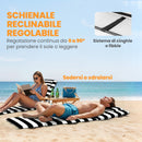 Set 2 Sdraio da Spiaggia 146x50x2 cm con Poggiatesta Imbottito in Metallo e Tessuto Oxford Grigio e Bianco      