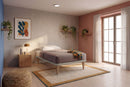 Letto Singolo con Rete Rivestita Similpelle Tortora Tessis Varie Misure