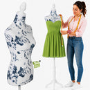 Manichino Sartoriale Femminile con 50 Spilli Modello Capri Sartoria Donna in Schiuma PE Bianco e Blu     