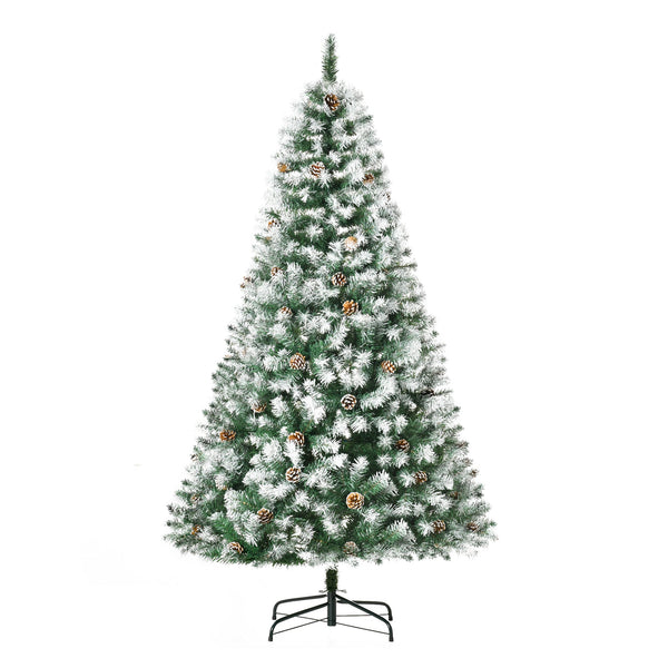 acquista Albero di Natale Artificiale Innevato 180 cm 800 Rami con Pigne Apertura Automatica Verde