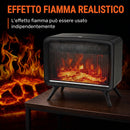 Caminetto Elettrico da Tavolo 800/1600 W con Base Rimovibile e Effetto Fiamma LED per 25 m² in ABS e Acciaio Nero      