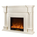 Camino Elettrico da Pavimento 116x150x33 cm Effetto Fiamma 1500W Frankfurt Bianco