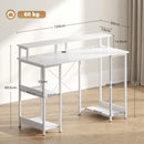 Scrivania per Computer Reversibile 120x50x89,5 cm con Ripiani Prese Elettriche e Luci LED in Truciolare e Acciaio Bianco      