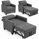 Poltrona Letto Singolo 91,5x83x90 cm Chaise Lounge Seduta Ergonomica in Poliestere Grigio      