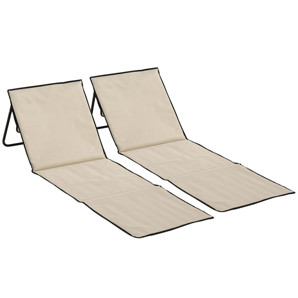 acquista Set 2 Sdraio 142x51x40 cm Pieghevoli con Tasca Resistente Acqua in Tessuto Oxford Beige