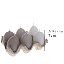 Set 18 Candele a Forma di Uova con Plateau H 7 cm