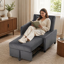 Poltrona Letto Singolo 4 in 1 72,5x89,5x83 cm Estraibile Trapuntata e Reclinabile in Velluto Grigio Scuro      
