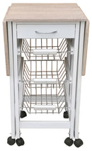 Carrello da Cucina Richiudibile Salvaspazio 96x37x77 cm in MDF Bianco e Sonoma