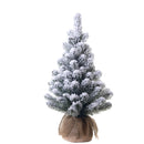 Mini Albero di Natale Artificiale H75 cm Abete con Sacco e Neve 83 Tips Verde