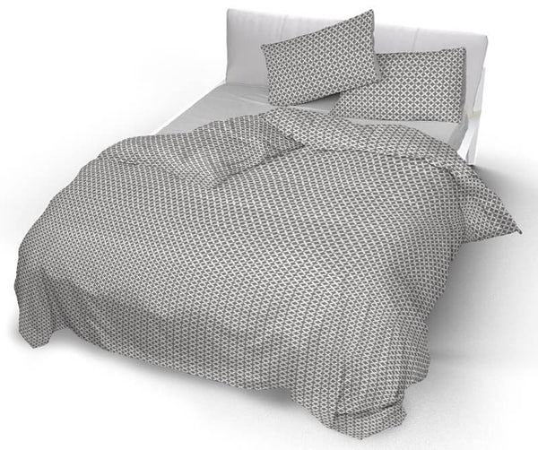 online Housse de couette double avec taies d'oreiller imprimées en pur coton Maiden Taupe