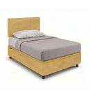 Letto Singolo Contenitore Imbottito Microfibra Ocra BoxMax Testata Square Varie Misure