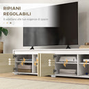 Parete Attrezzata 2 Pezzi Mobile TV max 70” e Mobile Multiuso da Parete in Truciolato Bianco e Legno Naturale