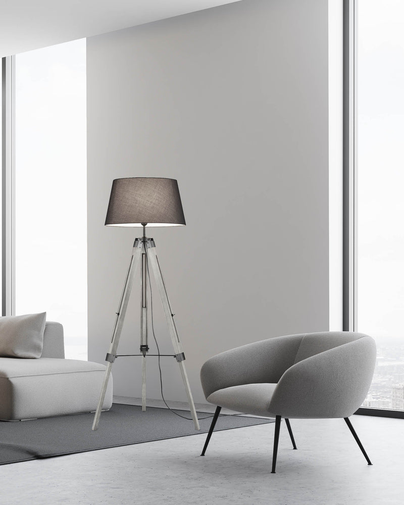 Piantana da Interno  E27 in Legno naturale Grigio